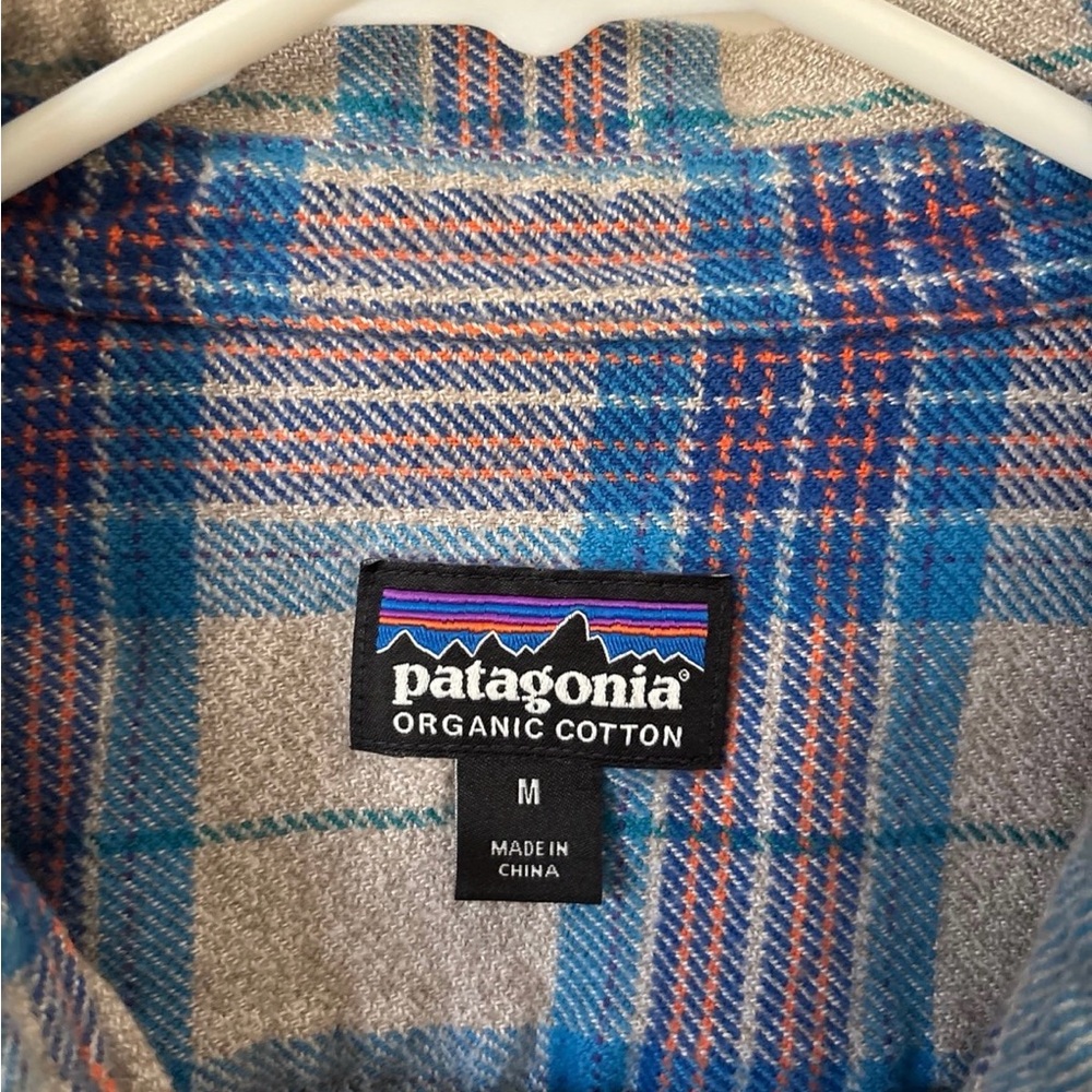 Patagonia M Fjord Flannel Shirt Plaid Andes Blue - Picture 6 of 10